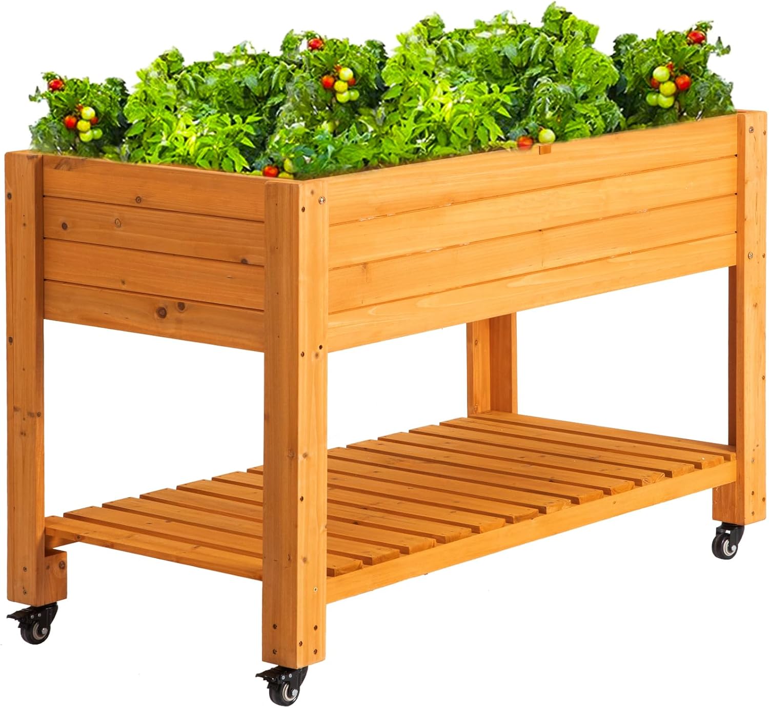 Raised Garden Bed - حوض زراعة خشبي متنقل مرتفع، طبيعي،