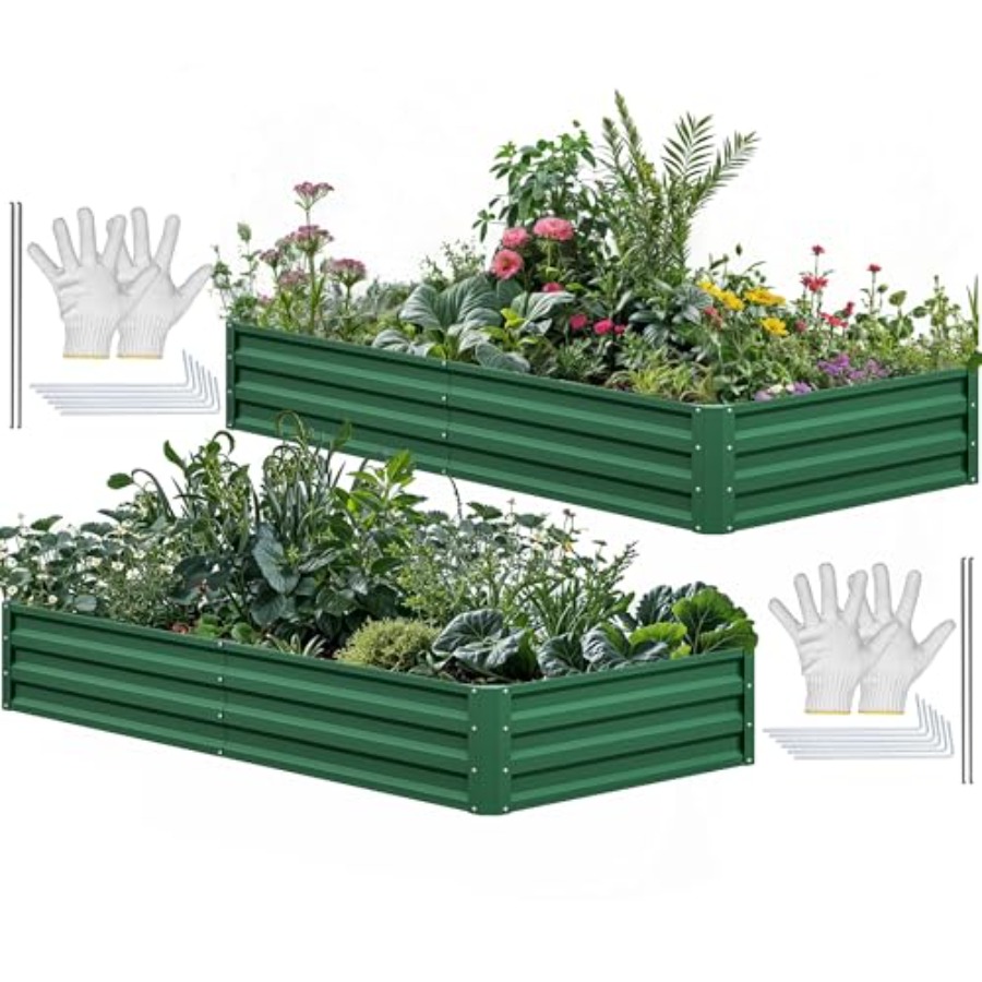 Garden Gloves - طقم أحواض زراعة مرتفعة للاستخدام الخارجي،