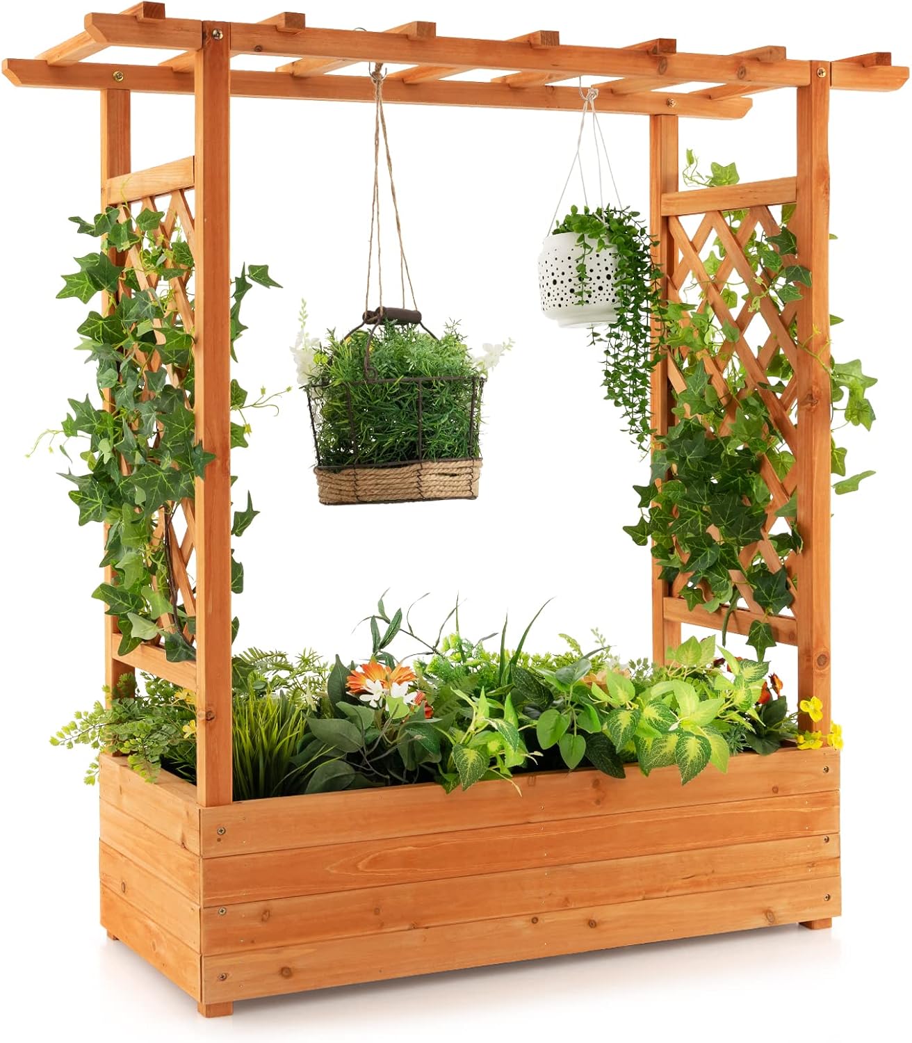 Raised Garden Bed - حوض زراعة خشبي مرتفع مع قوس