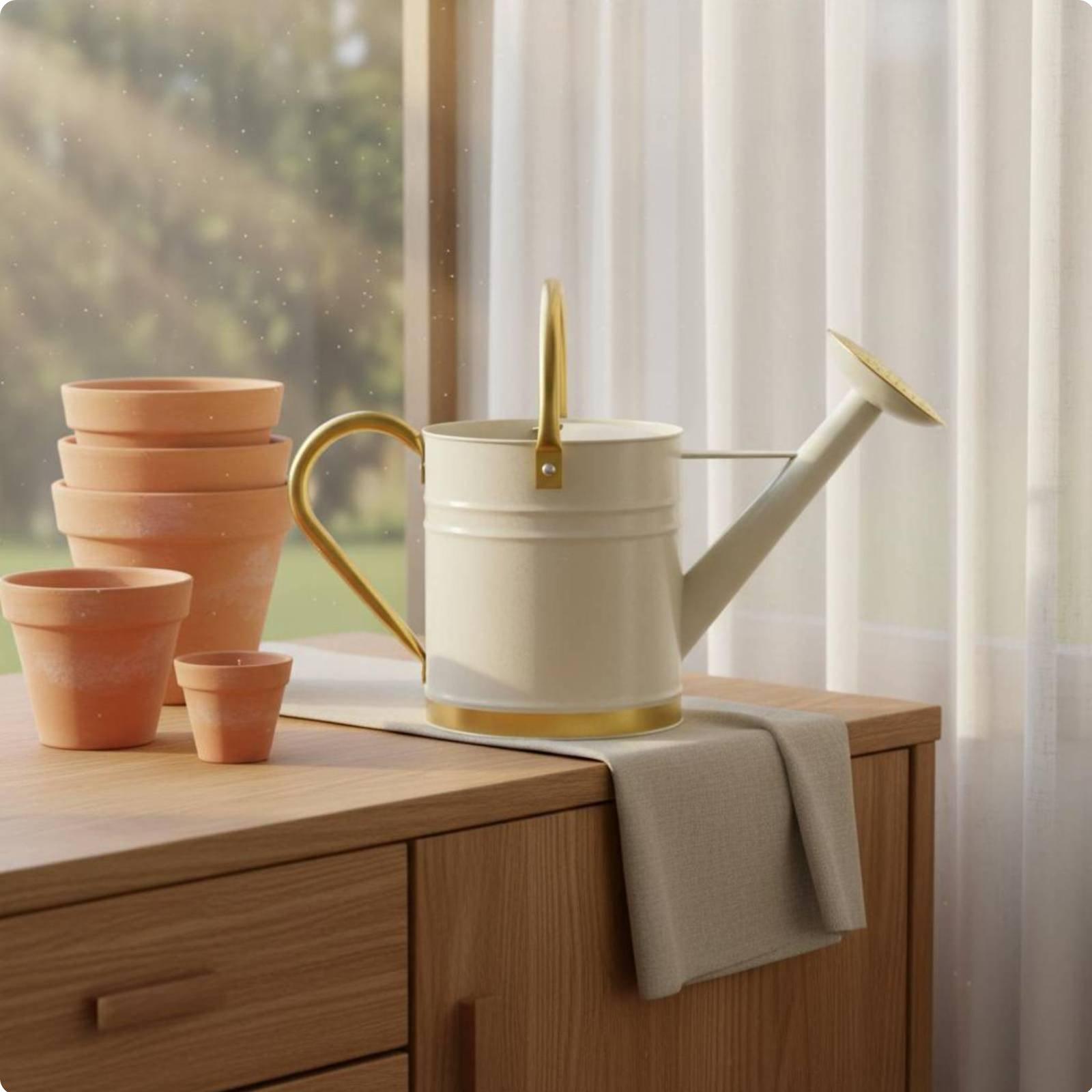 Watering Can - إبريق سقي معدني طويل الفوهة مانع