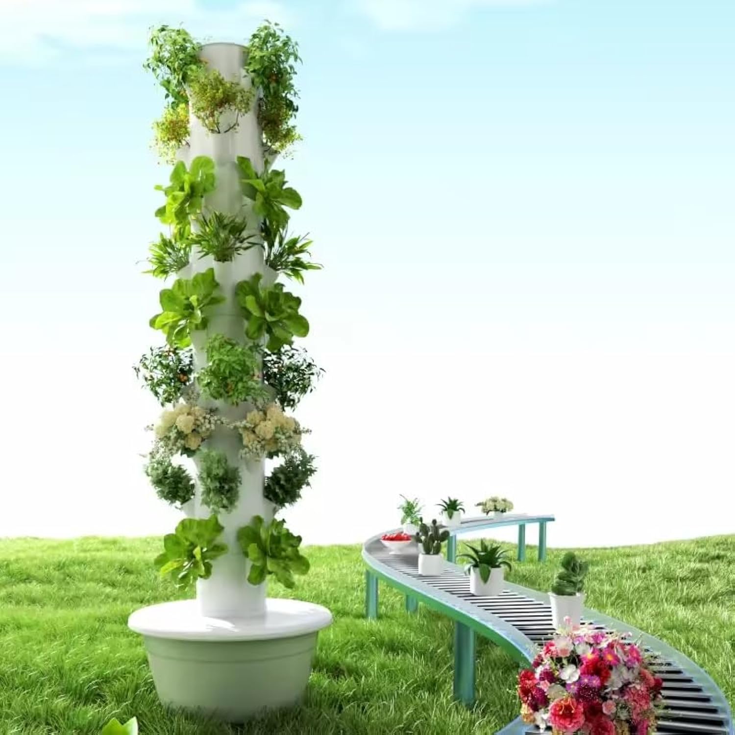 Vertical Planter - برج زراعة عمودي هيدروبوني للخضروات والفواكه،