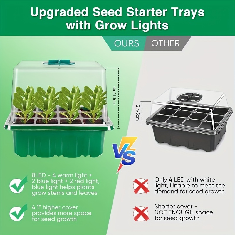 LED تنمو ضوء حديقة النبات زهرة - مراجعة Seed Starter Tray وسعره