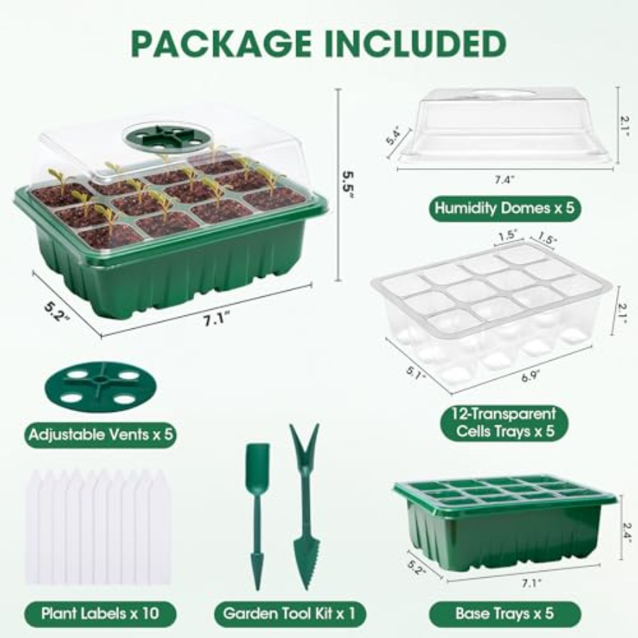5 عبوات من صواني بذور مع قبة ر - مراجعة Seed Starter Tray وسعره