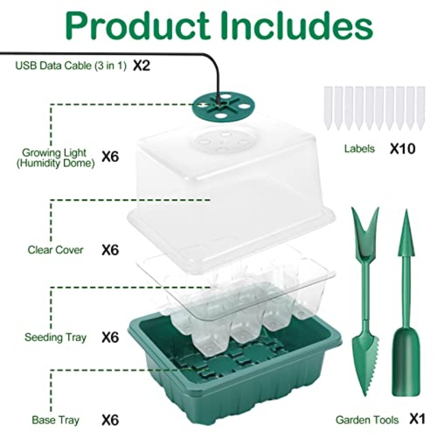 صينية بذور مع إضاءة، طقم بدء ز - مراجعة Seed Starter Tray وسعره